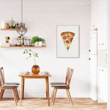 Quadro White Chalk Fatia de Pizza 100x70 Filete Marfim
