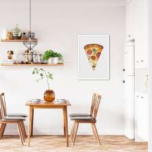 Quadro White Chalk Fatia de Pizza 60x43 Caixa Branco