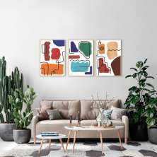 Quadros Contemporâneos Cores 184x86 3-86x60 Filete Marfim