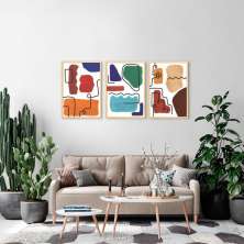 Quadros Contemporâneos Cores 214x100 3-100x70 Caixa Marfim