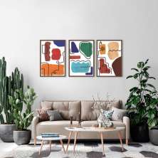 Quadros Contemporâneos Cores 214x100 3-100x70 Caixa Marrom