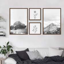 Quadros Decorativos  Montanhas e Plantas 122 x 61 2-60x43 + 2-29x29 Caixa Marrom