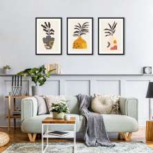 Quadros Vasos Boho Colors 133x60 3-60x43 Caixa Preto