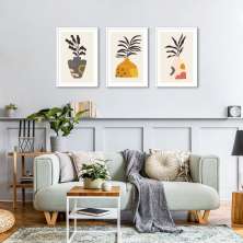 Quadros Vasos Boho Colors 94x43 3-45x30 Caixa Branco