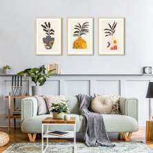Quadros Vasos Boho Colors 94x43 3-45x30 Caixa Marfim
