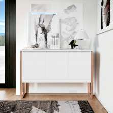 Aparador Buffet para Sala Industrial Oslo Branco Cobre