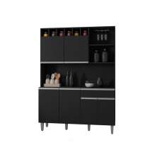 Armário Cozinha Completo Robin 6 Portas - Preto