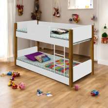 Beliche Infantil Montessori com Colchão Clara Branco e Mel