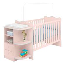 Berço Cômoda 2 Gavetas Cuenca Rosa Acetinado