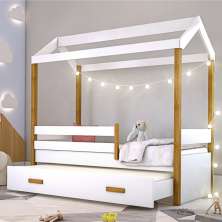 Bicama Montessori Exclusiv Solteiro com Fio de Luz e Colchão