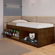Box Solteiro 2 Prateleiras Flórida Com Kit Pet Malbec