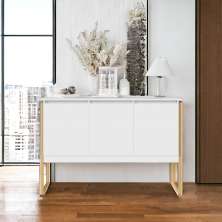 Buffet Classico com 3 Portas Veneza Branco Dourado