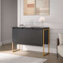 Buffet Classico com 3 Portas Veneza Preto Dourado