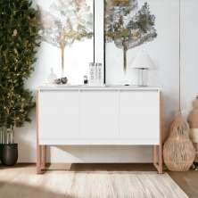 Buffet Elegante com 3 Portas Turim Branco Cobre