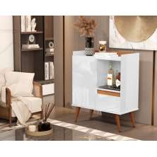 Buffet Essenciale Pés Retro Branco/Freijó