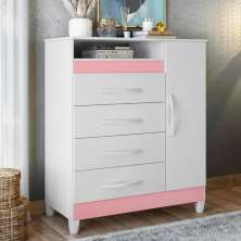 Cômoda Reyna 4 Gavetas Rosa