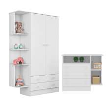 Cômoda e Roupeiro 3 Portas Gante Branco Branco
