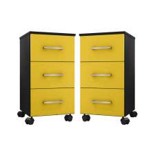 Conjunto 2 Gaveteiros Barbara Preto Amarelo Flex