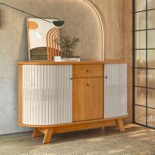 Conjunto Buffet e Cristaleira Budapeste Cinamomo Off White