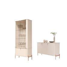 Conjunto Buffet e Cristaleira Lirio Off White Bronze