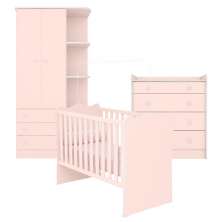 Conjunto Completo Quarto Infantil Quebec Rosa Acetinado
