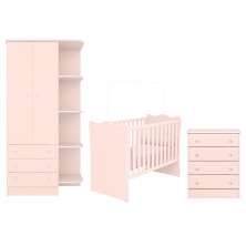 Conjunto Completo Quarto Infantil Volendam Rosa Acetinado