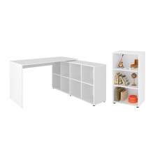 Conjunto Escrivaninha e Estante Herne Branco