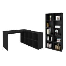 Conjunto Escrivaninha e Estante Ratisbona Preto