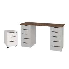 Conjunto Escrivaninha e Gaveteiro Dundee Nogal Branco