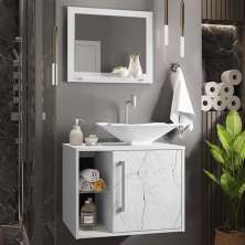 Conjunto Gabinete e Espelheira Grenoble Branco Carrara
