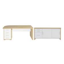 Conjunto Mesa Executiva e Balcão Rotherham Carvalho Branco