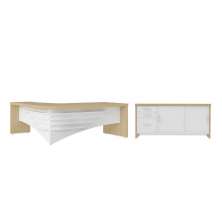 Conjunto Mesa Executiva e Balcão Wycombe Carvalho Branco
