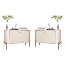 Conjunto Mesa de Cabeceira Albania Off White Bronze