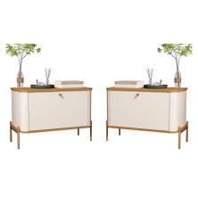 Conjunto Mesa de Cabeceira Albania Off White Nature Bronze
