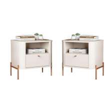 Conjunto Mesa de Cabeceira Malta Off White Bronze
