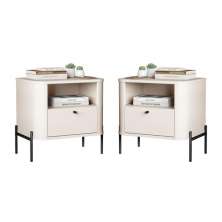 Conjunto Mesa de Cabeceira Malta Off White Preto
