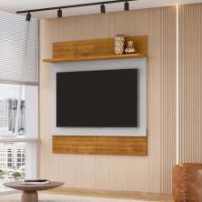 Conjunto Painel e Rack Jussara Naturalle Off White