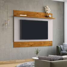 Conjunto Painel e Rack Sui Naturalle Off White