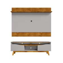 Conjunto Painel e Rack Ymir Naturalle Off White