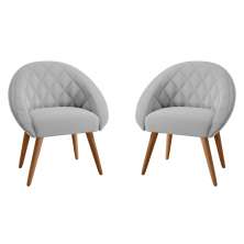 Conjunto Poltrona Decorativa Maricá Linha Cinza