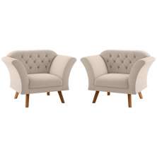 Conjunto Poltrona Decorativa Roseira Inca Areia