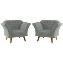 Conjunto Poltrona Decorativa Roseira Linha Grafite