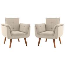 Conjunto Poltrona para Sala de Recepção Silveiras Inca Areia