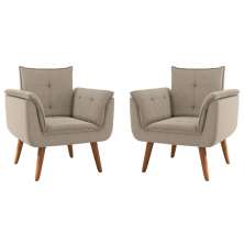Conjunto Poltrona para Sala de Recepção Silveiras Inca Castor
