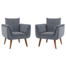 Conjunto Poltrona para Sala de Recepção Silveiras Inca Chumbo