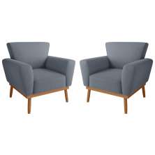 Conjunto Poltrona para Sala de Recepção Viana Inca Chumbo