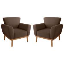 Conjunto Poltrona para Sala de Recepção Viana Inca Marrom