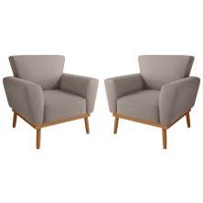 Conjunto Poltrona para Sala de Recepção Viana Inca Sépia 