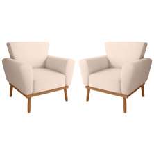 Conjunto Poltrona para Sala de Recepção Viana Linha Bege