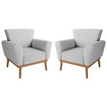 Conjunto Poltrona para Sala de Recepção Viana Linha Cinza